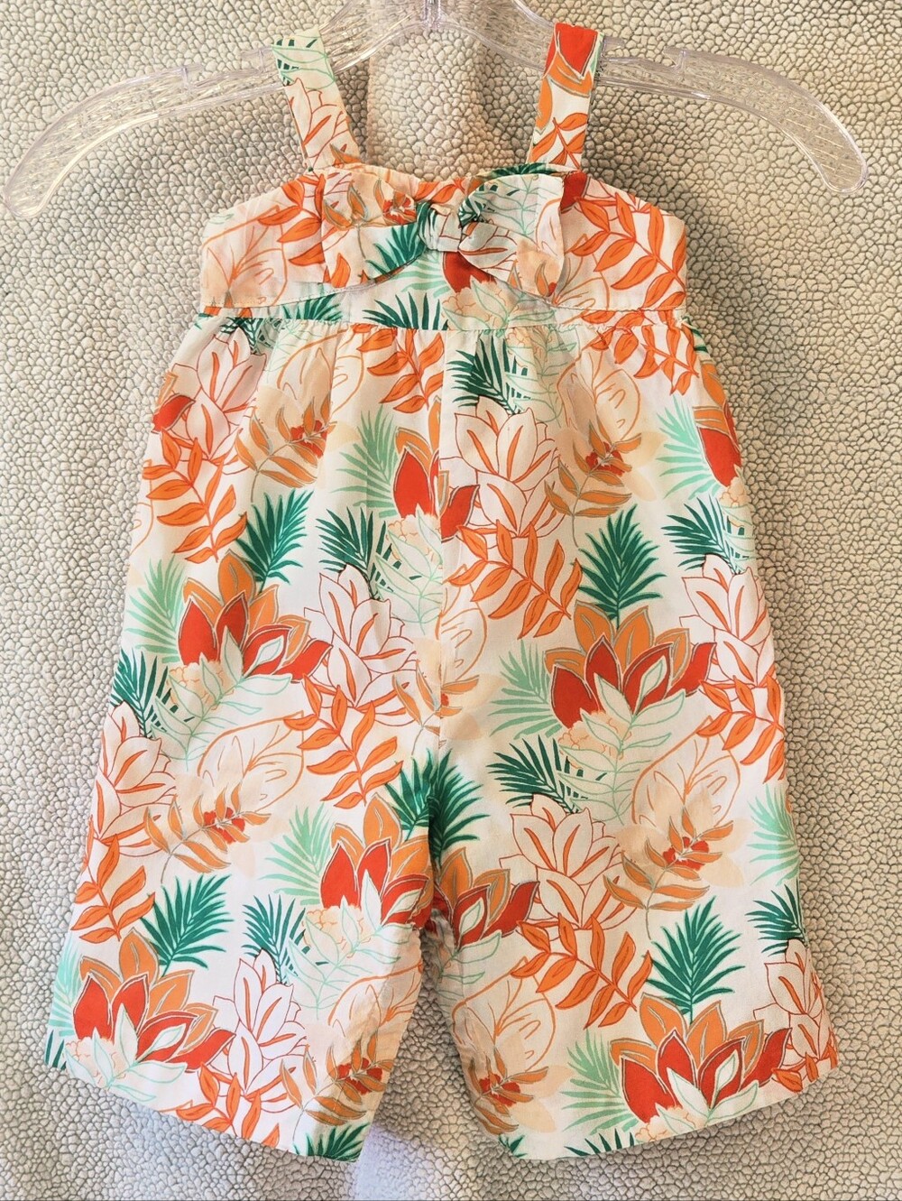 12-18 Mos Janie and Jack Girls Tropical Floral Romper - Orange & Green